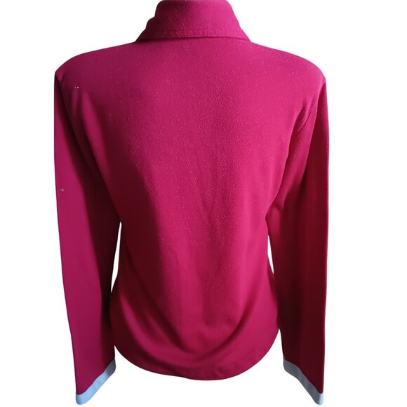 Vintage Women's Boho Top 1970's Red Long Sleeve Polo Collar & Waist Tie Hippy - Picture 4 of 5